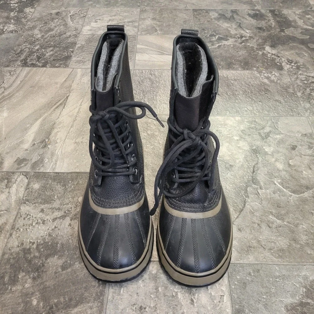 Sorel 1964 Premium T Boot Black Waterproof Leather Snow Duck Mens 8.5 NM1561-010